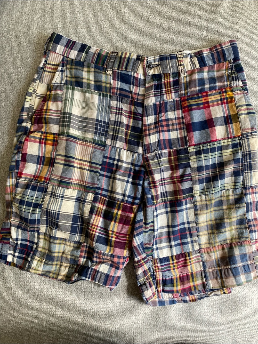 100% Cotton Polo by Ralph Lauren Patchwork Plaid Flat-Front Shorts - Multicolor